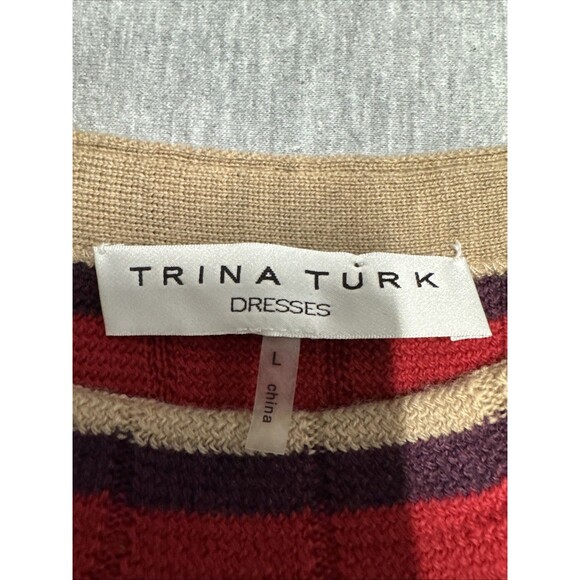 Trina Turk Midi Sweater Dress Womens Large‎ Marino Wool  Long Stripped Tie - Picture 9 of 12